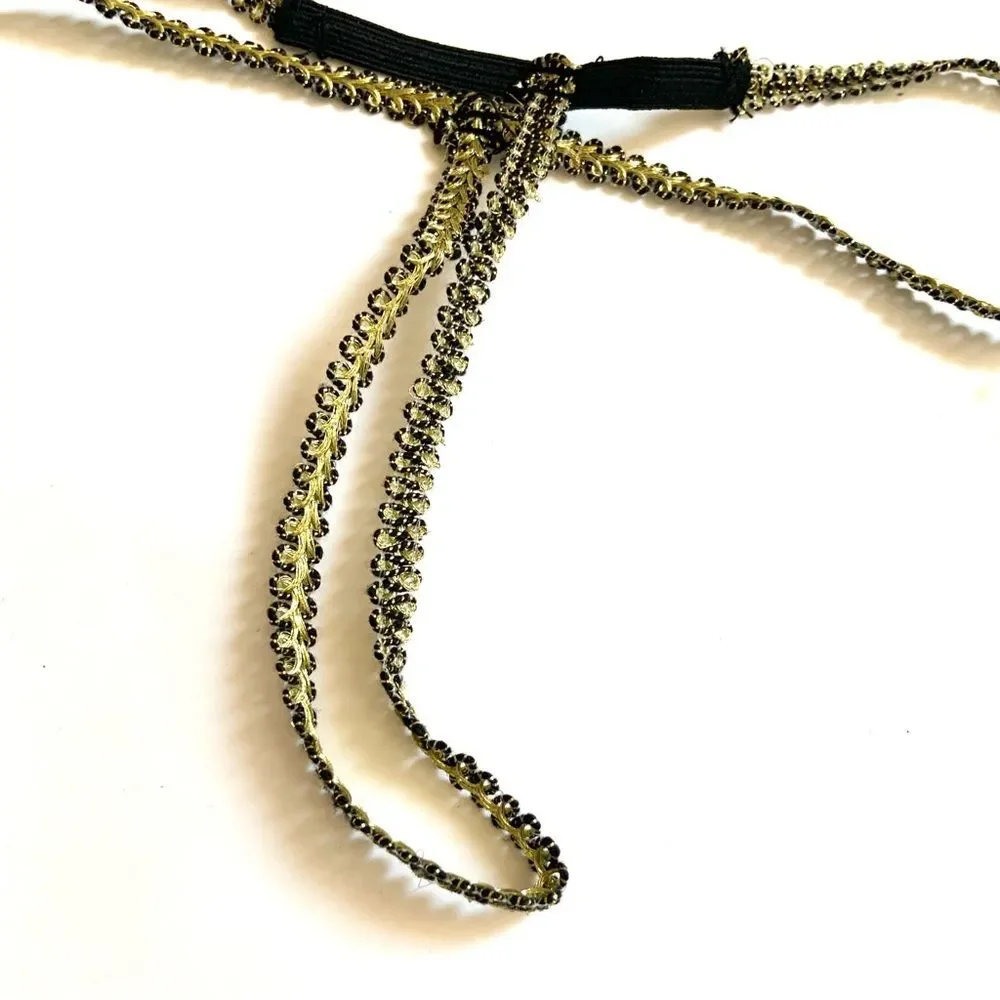 Gold and Black Beaded Festival Style Headpiece One Size NEW